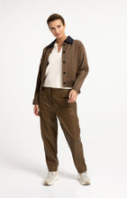 Faux leather carrot fit trousers