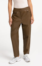 Faux leather carrot fit trousers