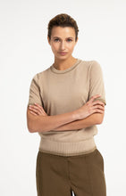 YAYA- Fine-knit sweater with short sleeves and contrast trims