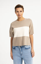 YAYA- Knitted top with block stripes and short sleeves