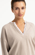 YaYa - Sweatshirt with V-neck and woven collar