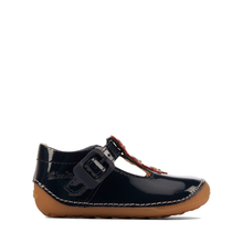 Clarks - Tiny Flower T Navy Patent
