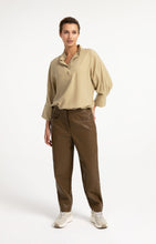 Faux leather carrot fit trousers