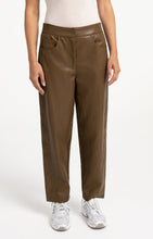 Faux leather carrot fit trousers