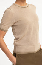 YAYA- Fine-knit sweater with short sleeves and contrast trims