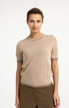 YAYA- Fine-knit sweater with short sleeves and contrast trims