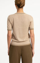 YAYA- Fine-knit sweater with short sleeves and contrast trims