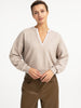 Sweatshirt with V-neck and woven collar
