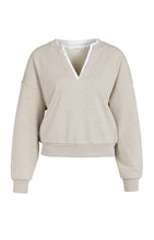 YaYa - Sweatshirt with V-neck and woven collar