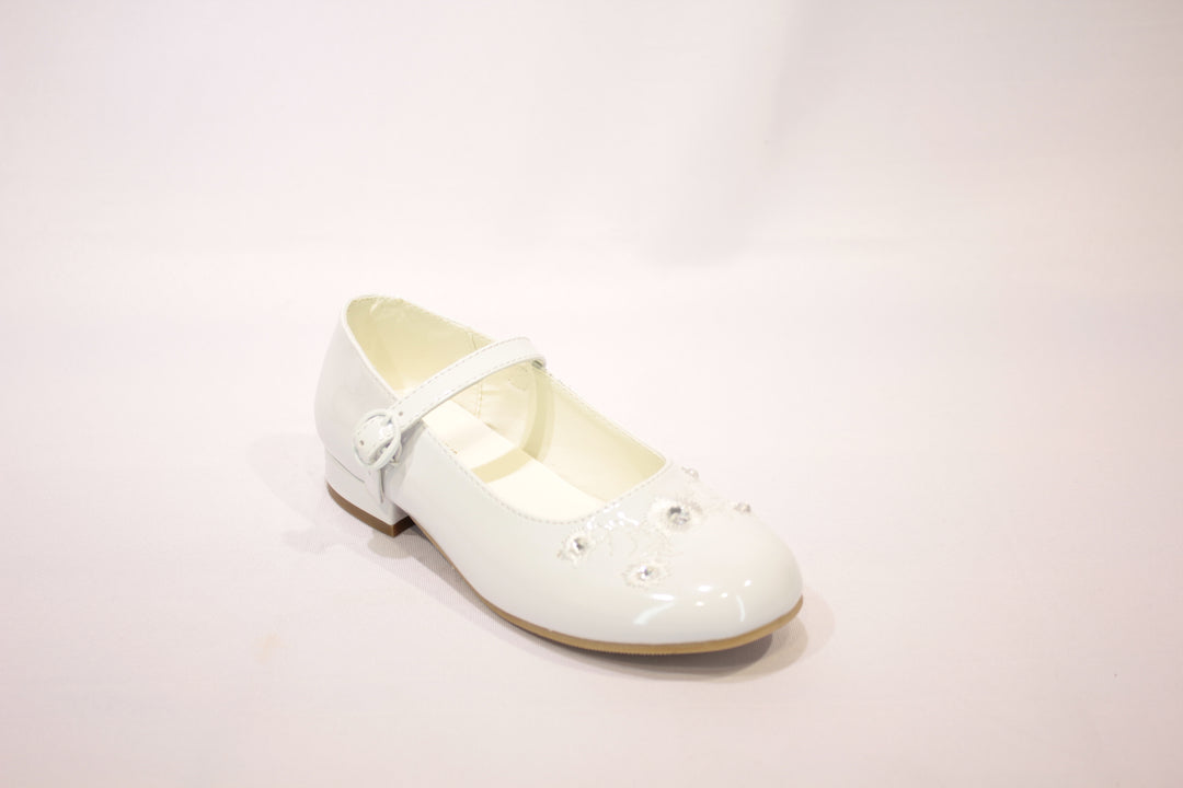 Dubarry Violet Communion White Patent Shoe