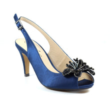 Lunar - Ankara Navy Peep Toe Slingback