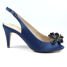 Lunar - Ankara Navy Peep Toe Slingback