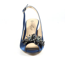Lunar - Ankara Navy Peep Toe Slingback