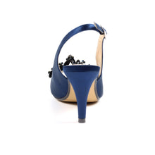 Lunar - Ankara Navy Peep Toe Slingback