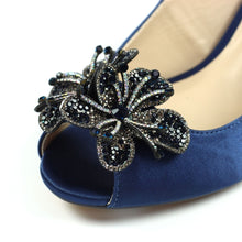 Lunar - Ankara Navy Peep Toe Slingback